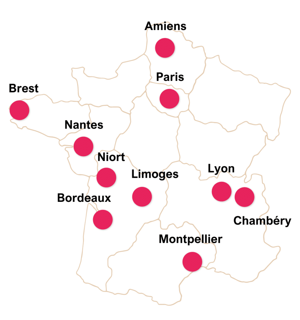 Carte France formation Hypnoanalgésie dans les soins